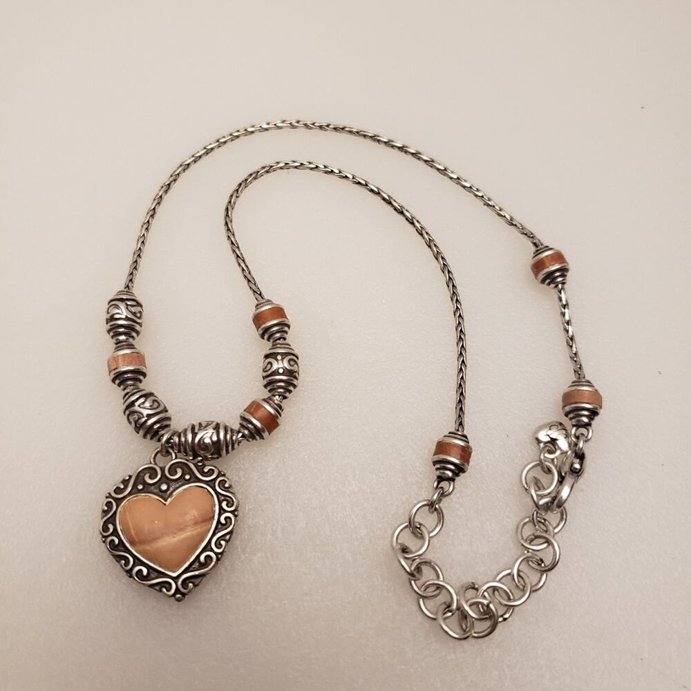 Brighton Park Avenue pink leather heart pendent necklace vintage